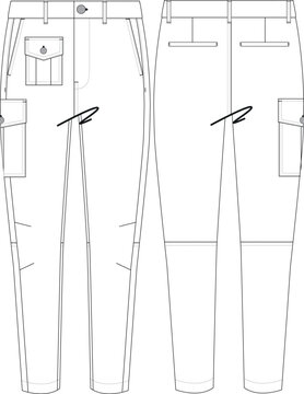 Woman Slim Skinny Cargo Multi Pocket Trouser