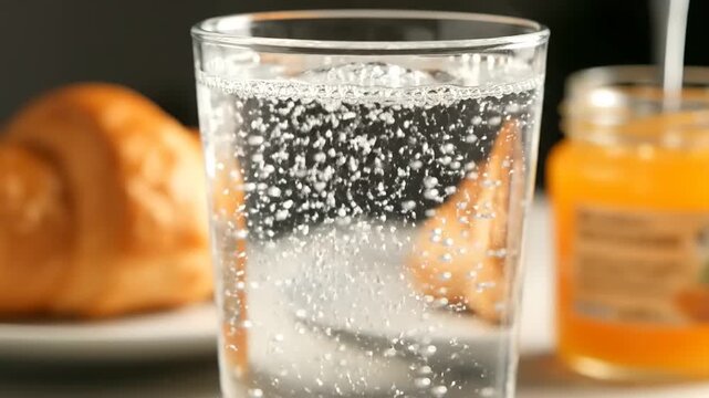 Glass of Sparkling Water Being Filled.