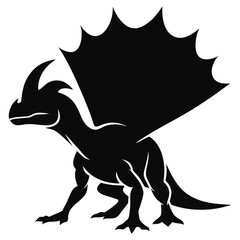 Fototapeta premium Dilophosaurus dinosaur silhouette with large dramatic frill
