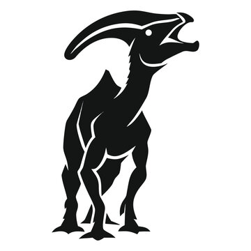 Dinosaur silhouette illustration of Parasaurolophus standing