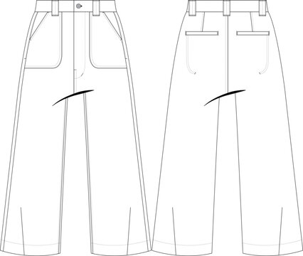 Woman Flap Pocket Wideleg Flare