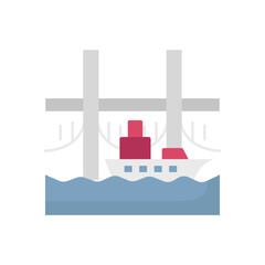 Naklejka premium Suspension Bridge Vector icon which can easily modify or edit