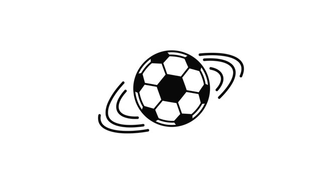 Black and White Soccer Ball Icon with Motion Lines.