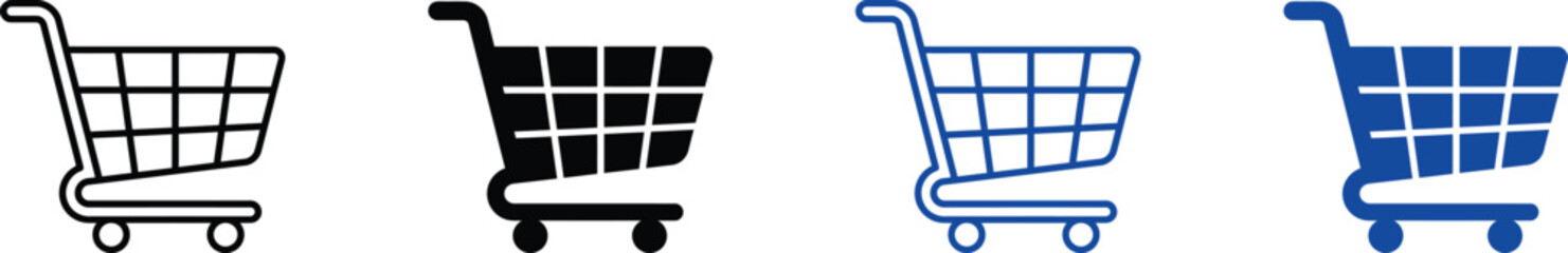 Shopping cart icons for e commerce business vector graphics for online retail and digital commerce © MdZamirul