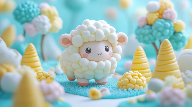 Sheep made of foam balls