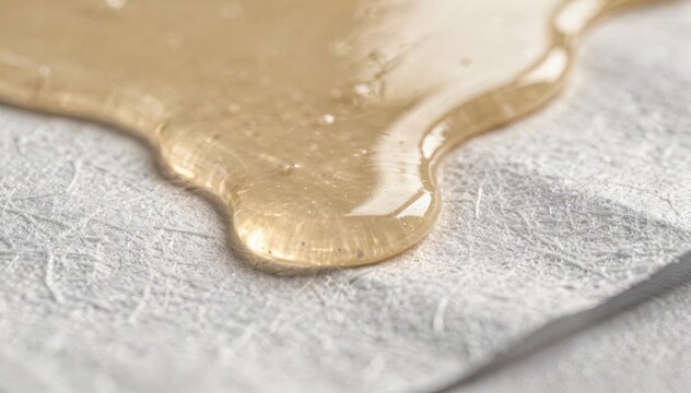 Molten paraffin wax flowing smoothly over paper creating a shiny greaseresistant barrier ideal for sustainable food wrapping applications.