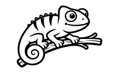 Fototapeta premium Vector line art illustration of a Chameleon.