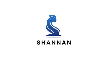 Obraz premium Elegant Blue Wave Logo Design for Shannan Company Branding.