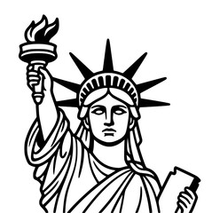 Vector line art illustration of Statue of Liberty. © techno