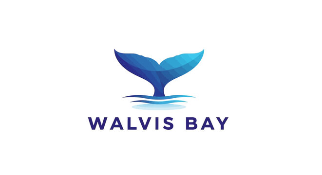 Elegant Blue Whale Tail Emerging From Ocean Waves Logo.