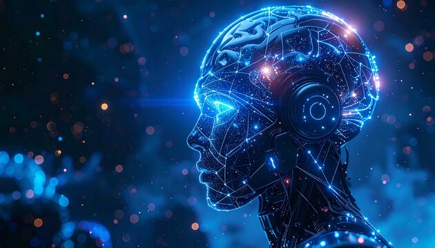 Futuristic AI Artificial Intelligence Neural Network Digital Brain Technology Background
