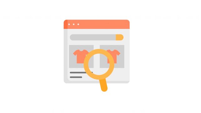 Animated Product Search in flat icon style, suitable for ecommerce, retail, online shopping concept illustrations