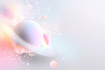 Naklejka premium A vibrant digital illustration of a planet in a colorful cosmic environment