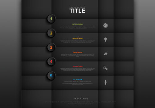 Modern Dark Infographic Template with 5 Progress Steps
