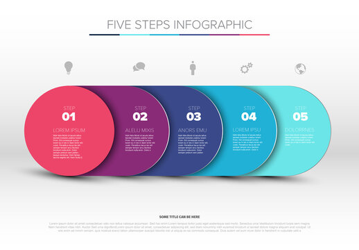 Modern Five Steps Infographic Template with Gradient Circles