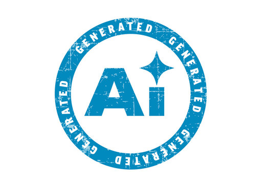Blue AI Generated Grunge Rubber Stamp Icon