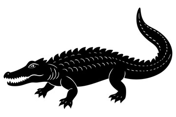 Fototapeta premium vector illustration of a crocodile, Alligator black icon, crocodile silhouette art