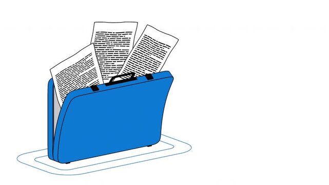 Business Contract Documents Animation with Briefcase Legal Agreement Service Concept
