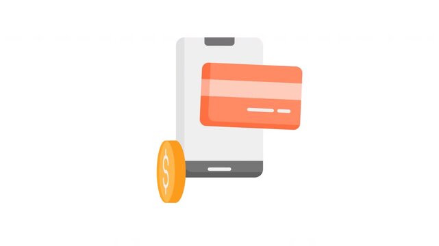 Animated Online Payment in flat icon style, suitable for finance, banking, ecommerce concept illustrations