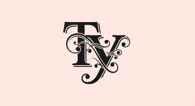 Elegant vintage monogram with letters T and Y