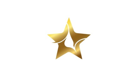 Fototapeta premium Golden star icon with drop element on white background