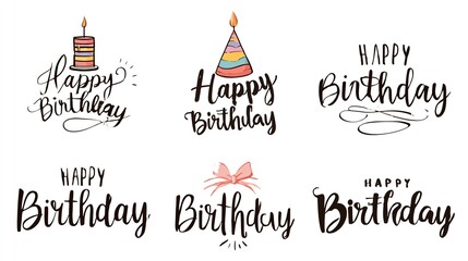 Obraz premium Candles glow softly beside birthday wishes. Handwritten script dances with festive cheer. Paper hats and bows add playful charm. Perfect for cards, gifts, or party decorations