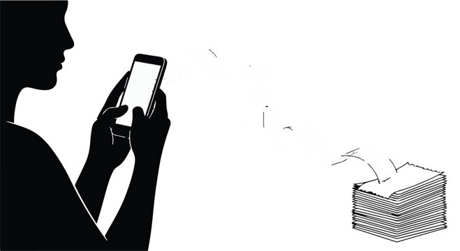 person reading e-book on phone, digital book