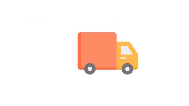 Animated Delivery Truck in flat icon style, suitable for shipping, ecommerce, transport concept illustrations