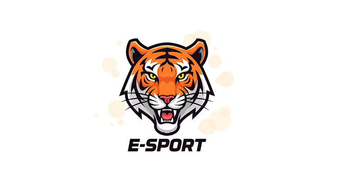 pixel art tiger head mascot for e-sport teams and gaming, fierce expression, orange and black stripes, aggressive look