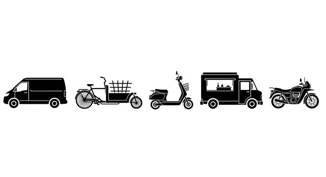 Vehicles Transportation Modes Icon Set.