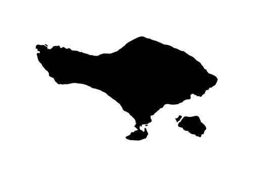 Detailed Bali Island Vector Map Silhouette Isolated on White Background. High-Quality Black Outline of Indonesian Province for Travel Design, Tourism Brochures, Geography Education, and Infographics