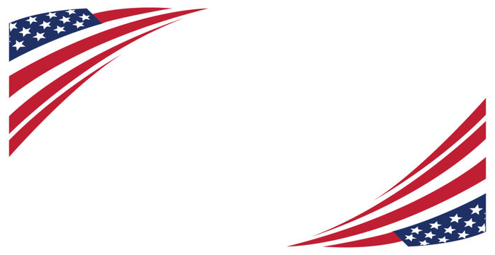 american flag corner stripes border design for patriotic background banner poster. usa independence day theme