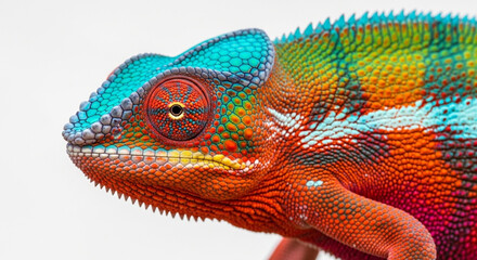 Fototapeta premium Colorful Chameleon Showing Natural Color Change on Skin