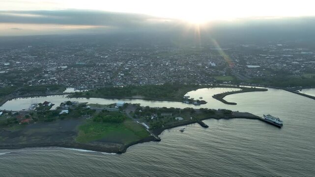 Boom Marina Banyuwangi At Pantai Boom In East Java, Indonesia. Aerial Shot