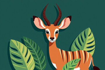 Naklejka premium Bongo Antelope Jungle Stripes - Vibrant Vector Illustration for Nature Inspired Designs
