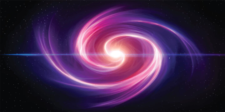 An abstract fractal background features a glowing blue and purple spiral vortex of energy, creating a digital galaxy wallpaper with a swirling light pattern and a textured cosmic design on a black bac