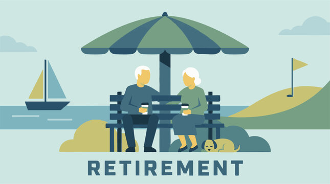 Elderly couple enjoying a relaxed retirement lifestyle by the water
