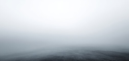 Fototapeta premium The Ocean Horizon Shrouded in Dense Fog with Minimalist Calm Water