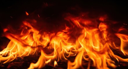 Fototapeta premium Closeup of orange burning flames.