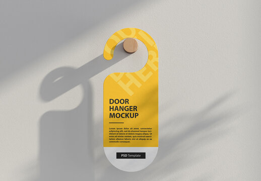Door Hanger Mockup on a wooden pin
