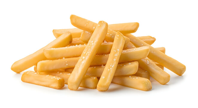 Golden frozen french fries with light seasoning sprinkled on top