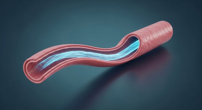 Pulmonary vein 3D anatomical render, venous blood vessel structure visualization, oxygenated blood return pathway, vascular endothelial tube system, cardiovascular circulation concept, medical educati