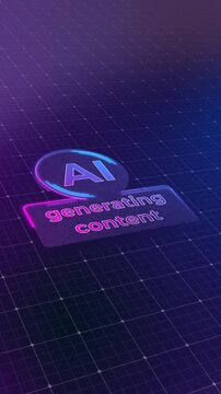 Vertical video animation of a generative AI user interface during the loading process, which generates content and features a lighting effect. Futuristic user interface in action, artificial intellige