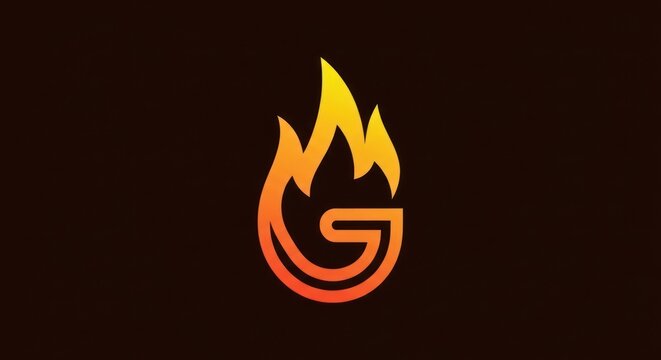 Stylized orange flame integrated with letter G icon