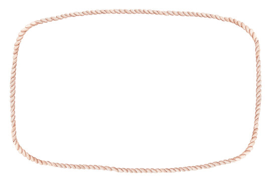 Braided rope frame watercolor illustration isolated on white background. Hand painted oval border for bakery branding, bread packaging design, label templates and natural artisan bakery collection