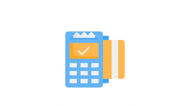 Animated POS Terminal in flat icon style, suitable for retail, business, payment system concept illustrations