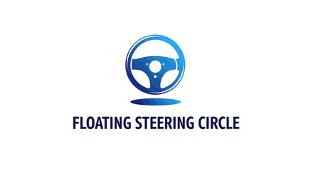 Fototapeta premium Floating Steering Wheel Circle Logo Design on White Background.