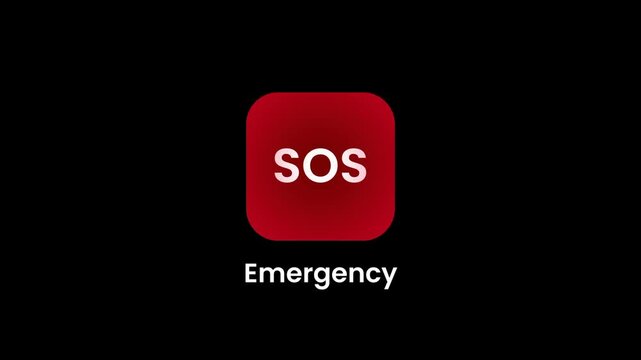 A bold red SOS emergency button icon designed to instantly signal distress and connect users to immediate life-saving assistance and help