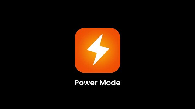 An energetic orange power mode icon with a lightning bolt symbolizing high-performance turbo operation for boosting device speed and processing capability