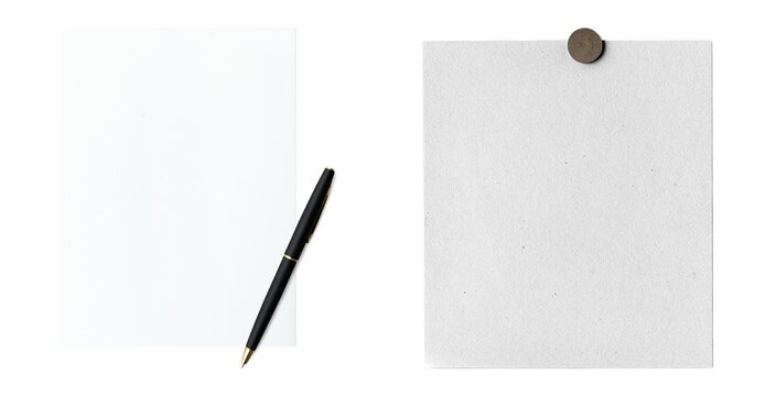 Minimalist stationery with pen element set isolated on white